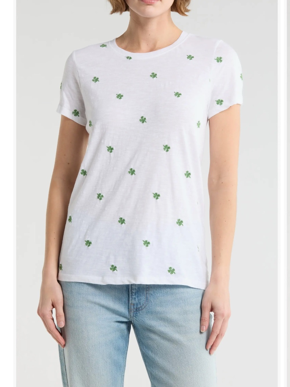 Lucky Clover Embroidered Cotton T-Shirt
White Short Sleeve
